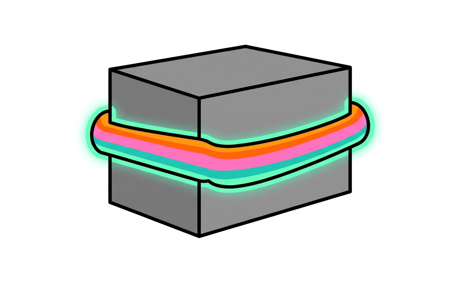 A plain gray chore-shaped box with a single glowing candy-colored treat embedded and threaded through the middle of it, pulling it forward like a magnet