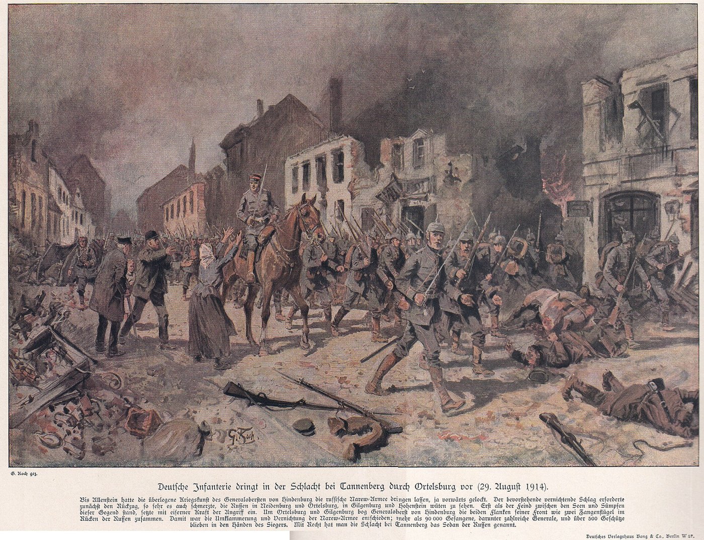 German infantry in the field during the Battle of Tannenberg, East Prussia, August 1914.