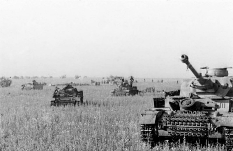 German tanks at the start of Operation Citadel, the buildup to the Battle of Kursk, July 1943.