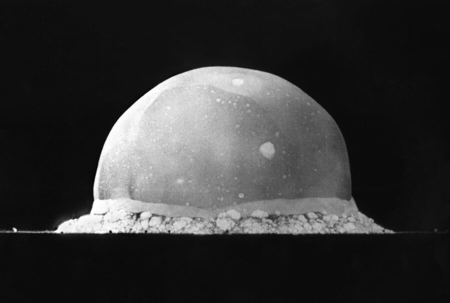 The fireball of the Trinity nuclear test, 16 milliseconds after detonation, July 16, 1945.