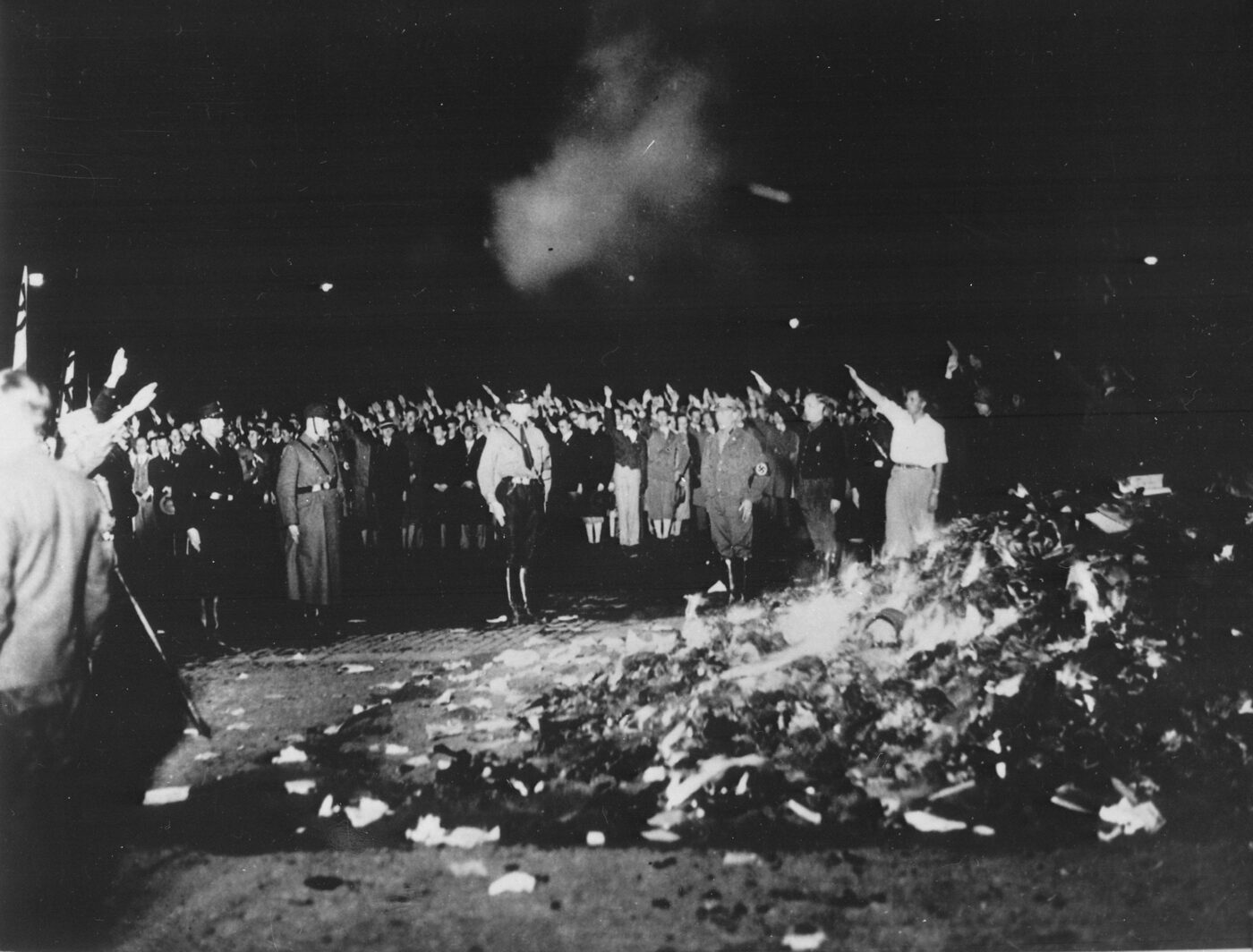 German Student Union members burning books at the Opernplatz in Berlin, May 10, 1933.