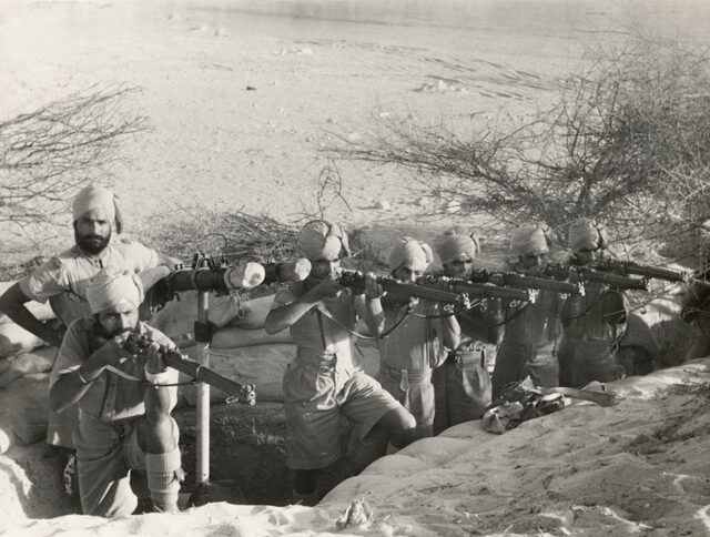 Indian soldiers at a shore defense post in Berbera, British Somaliland, August 1940.